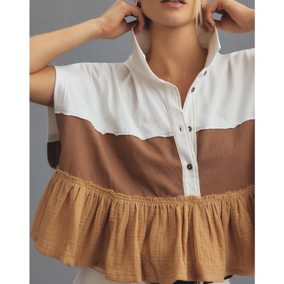 Anthropologie Pilcro the Bonfire Rugby Stripe Top | Sz XXS - Picture 3 of 5